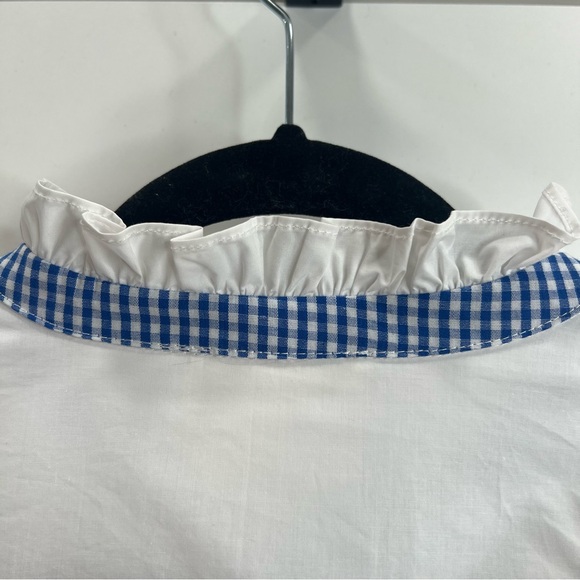 Hyacinth House Blue White Long Gingham Trim Sleeve Ruffle Blouse. Small. NWT. - Picture 11 of 14